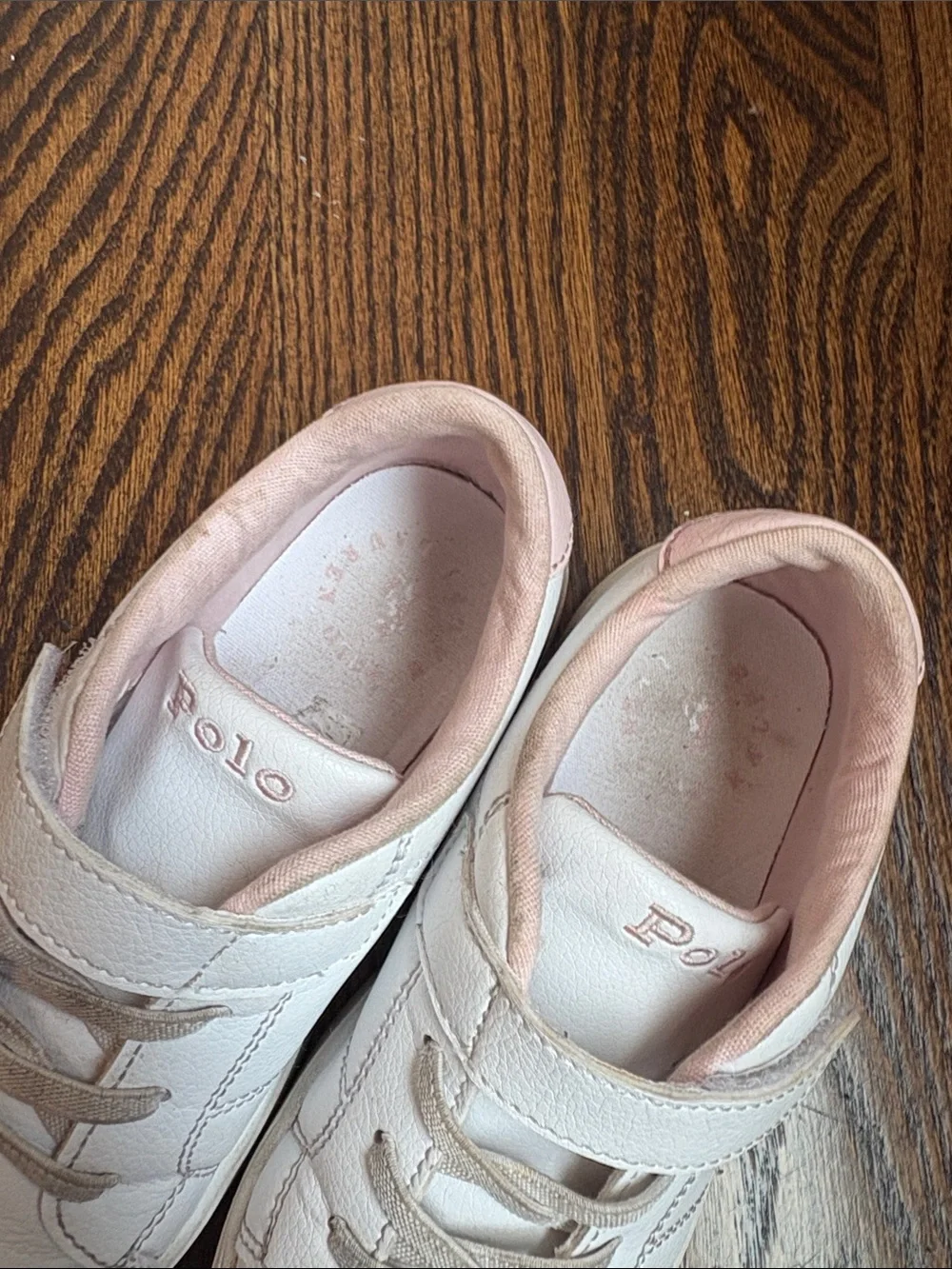 Polo by Ralph Lauren White Kids Sneakers with Light Pink Lining